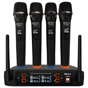 Microfone Kit 4 Sem Fio Uhf 4 Canais Igreja Palestra Escolas e outros